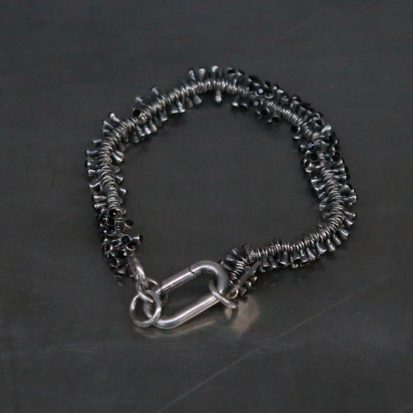 GOTI Black Crystal Stone Bracelet 925 Silver Italy GT-BR1181-0